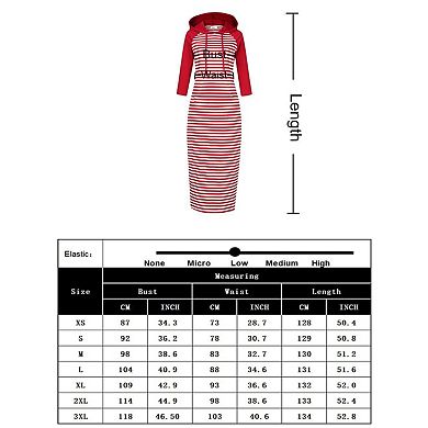 Women's Casual 3/4 Sleeve Pocket Slim Pullover Maxi Hoodie Dress Sweatshirt Dresses