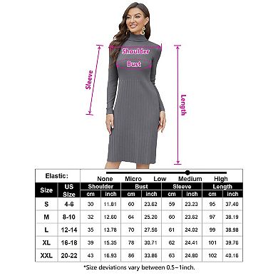 Women's High Neck Sweater Dress Long Sleeve