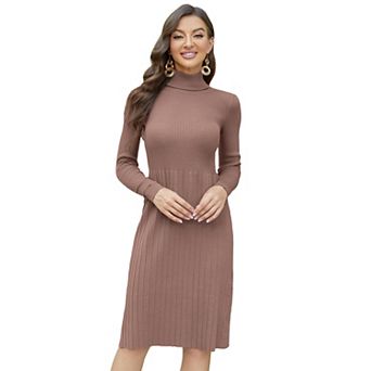 Women's High Neck Sweater Dress Long Sleeve