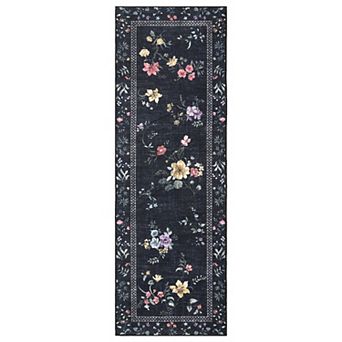 FairOnly Modern Floral Washable Area Rug Low Pile Non Slip Soft Rug for Bedroom Dining Room Kitchen