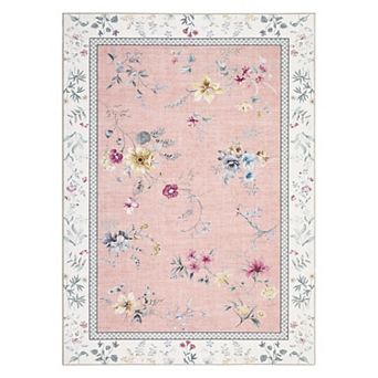FairOnly Modern Floral Washable Area Rug Low Pile Non Slip Soft Rug for Bedroom Dining Room Kitchen