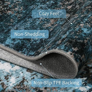 FairOnly Abstract Machine Washable Area Rug Low Pile Non Slip Foldable Rug for Living Room Bedroom