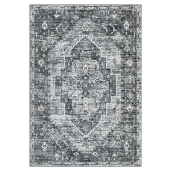 FairOnly Vintage Medallion Washable Area Rug Stain Resistant Ultra Thin Non Slip Rug for Living Room