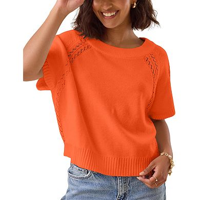 Women's Lightweight Short Sleeve Pullover Sweater Summer Casual Knit Tops
