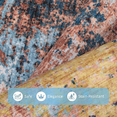 Abstract Area Rug Machine Washable Non Slip Non Shedding Stain Resistant Carpet for Bedroom Kitchen