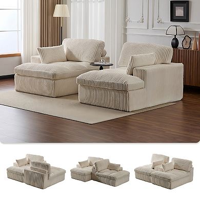 Double Chaise Lounge Chair Oversized Upholstered Sleeper Cloud Couch Sectional Sofa Chaise Loveseat