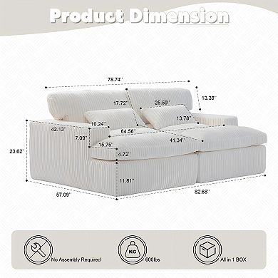 Double Chaise Lounge Chair Oversized Upholstered Sleeper Cloud Couch Sectional Sofa Chaise Loveseat