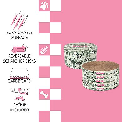 Kate 12" Modern Patterned Cardboard Reversible Cat Scratcher Pad In Box with Catnip