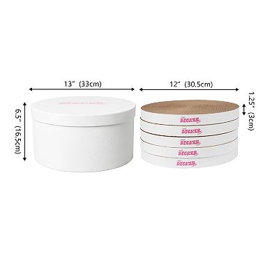 Kate 12" Modern Patterned Cardboard Reversible Cat Scratcher Pad In Box with Catnip