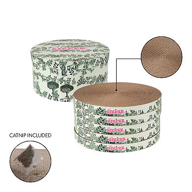 Kate 12" Modern Patterned Cardboard Reversible Cat Scratcher Pad In Box with Catnip