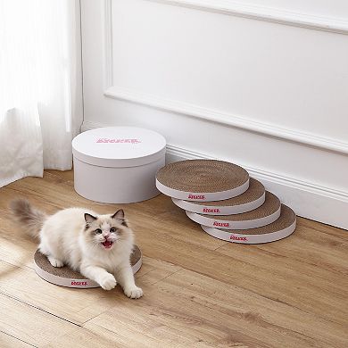 Kate 12" Modern Patterned Cardboard Reversible Cat Scratcher Pad In Box with Catnip