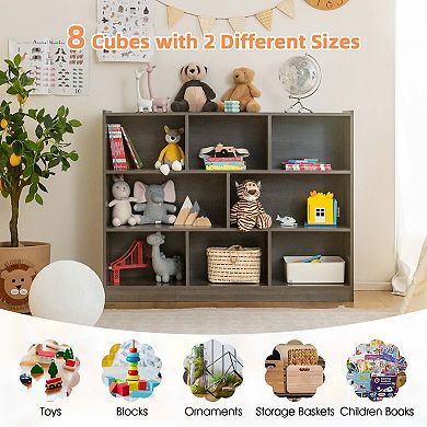 Costway 8 Cube 3-Tier Open Wooden Bookshelf Toy Storage Organizer with Anti-toppling Kits