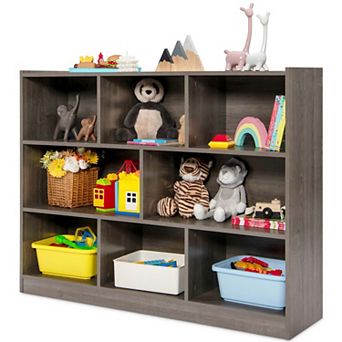 Costway 8 Cube 3 tier Open Wooden Bookshelf Toy Storage Organizer with Anti-toppling Kits