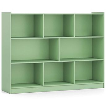 Costway 8 Cube 3 tier Open Wooden Bookshelf Toy Storage Organizer with Anti-toppling Kits