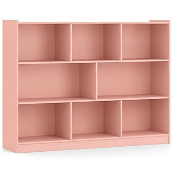 Costway 8 Cube 3 tier Open Wooden Bookshelf Toy Storage Organizer with Anti-toppling Kits