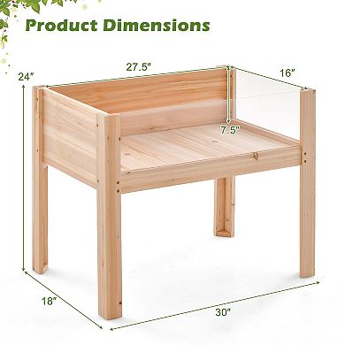 Costway Raised Wooden Garden Bed 24" Elevated Planter Box Plant Terrarium with Drain Holes