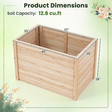 Costway 1 PCS Elevated Planter Box with Open-Ended Base for Deep-Rooted Vegetable