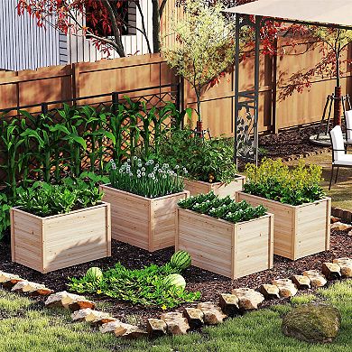 Costway 1 PCS Elevated Planter Box with Open-Ended Base for Deep-Rooted Vegetable