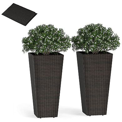 Costway 30” Tall Flower Pot Set of 2 Planter Pots with Open-ended Base & Non-woven Soil Bag