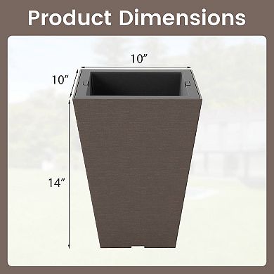 Costway 14" Square Taper Planter Set of 2 with Removable Inner Bucket & Drainage Holes