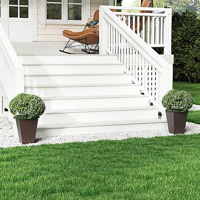 Costway 14" Square Taper Planter Set of 2 with Removable Inner Bucket & Drainage Holes