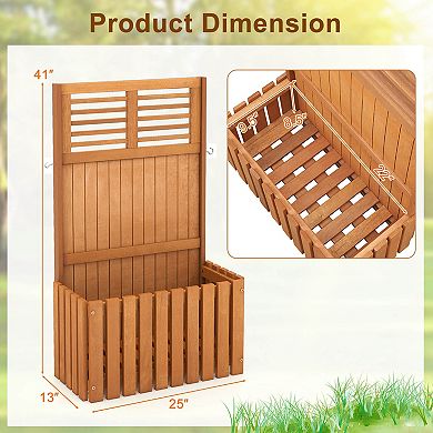 Costway 1 PCS Wooden Plant Stand Raised Garden Bed with Trellis & Planter Box Privacy Screen