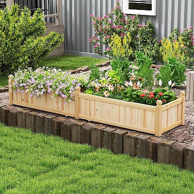 Costway Wooden Raised Garden Bed Outdoor Rectangular Planter Box whth Drainage Holes, Natural