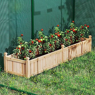 Costway Wooden Raised Garden Bed Outdoor Rectangular Planter Box whth Drainage Holes, Natural