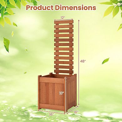 Costway 1 PCS Wooden Raised Garden Bed Elevated Patio Yard Planter Box with Trellis Open-Ended