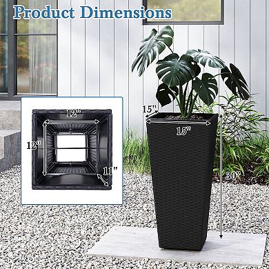 Costway 30" Tall Flower Pot Set of 2 Modern Decorative Planter Pots with Open-ended Base