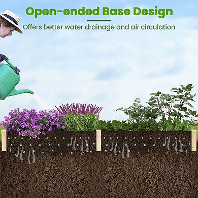 Costway Wooden Raised Garden Bed, Elevated Patio Planter with 7 Planting Compartments for Flower