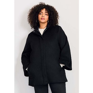 Avenue Women's Plus Size Brushed Wool Cape Coat