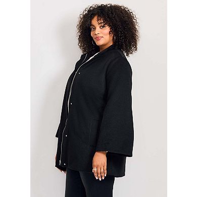 Avenue Women's Plus Size Brushed Wool Cape Coat