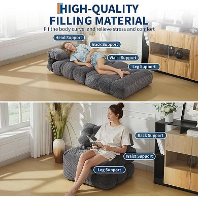 Folding Sofa Bed,Convertible Sleeper Chair With Pillow,Single Boneless Fold Out Chair,Couch Bed