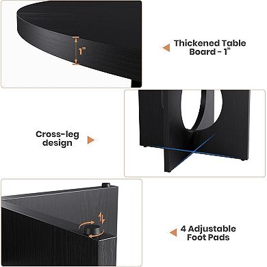 47" Round Pedestal Dining Table - Seats 4-6 People, Space-Saving Furniture for Kitchen & Apartment