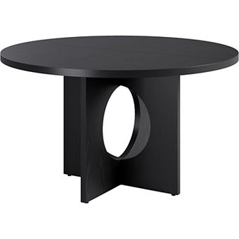 47" Round Pedestal Dining Table - Seats 4-6 People, Space-Saving Furniture for Kitchen & Apartment