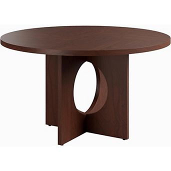 47" Round Pedestal Dining Table - Seats 4-6 People, Space-Saving Furniture for Kitchen & Apartment