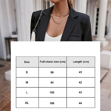 Women Cropped Blazer Business Casual Open Front Long Sleeve One Button Front Blazer Suit Jacket
