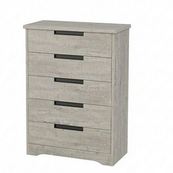 44" 5-Drawer Wood Dresser, Freestanding Storage Organizer, Ideal Nightstand for Hallway & Entryway