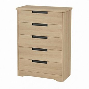 44" 5-Drawer Wood Dresser, Freestanding Storage Organizer, Ideal Nightstand for Hallway & Entryway