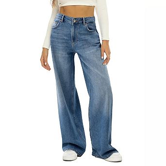 Women Wide Leg Jeans High Waist Baggy Jean Loose Boyfriend Jeans Denim Pants
