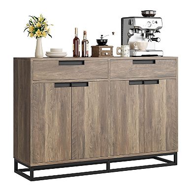 55" Buffet Cabinet with 2 Drawers & 4 Doors,Large Kitchen Dining Room Storage Organizer,Freestanding