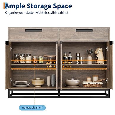 55" Buffet Cabinet with 2 Drawers & 4 Doors,Large Kitchen Dining Room Storage Organizer,Freestanding