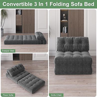 Folding Sofa Bed, Floor Folding Couch with Pillow, Convertible Sleeper Chair,Portable Fold Out Couch