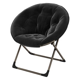 Comfy Oversized Saucer Chair, Soft Plush Fabric Reading Lounger, Foldable Accent Lazy Chair