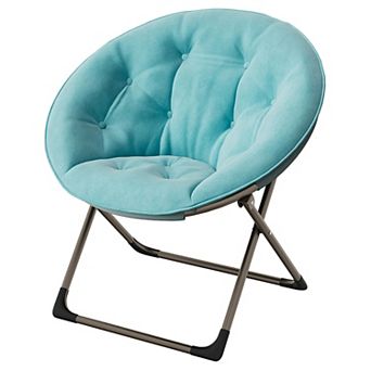 Comfy Oversized Saucer Chair, Soft Plush Fabric Reading Lounger, Foldable Accent Lazy Chair