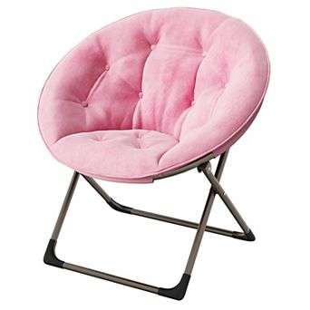 Comfy Oversized Saucer Chair, Soft Plush Fabric Reading Lounger, Foldable Accent Lazy Chair