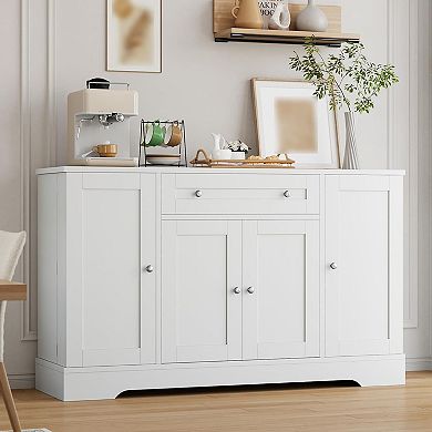 Modern Wooden Sideboard Buffet Cabinet with Drawer, Freestanding Dining Room Credenza