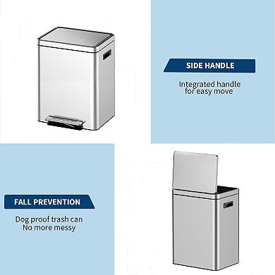 Kitchen Trash Can, Double Sorting Bin with Soft Close Lids, Removable Inner Bucket and Foot Pedal