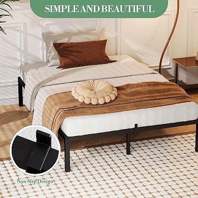 14 Inch Full Size Metal Bed Frame with Storage - 1000lbs Heavy Duty, No Box Spring, Anti-Slip